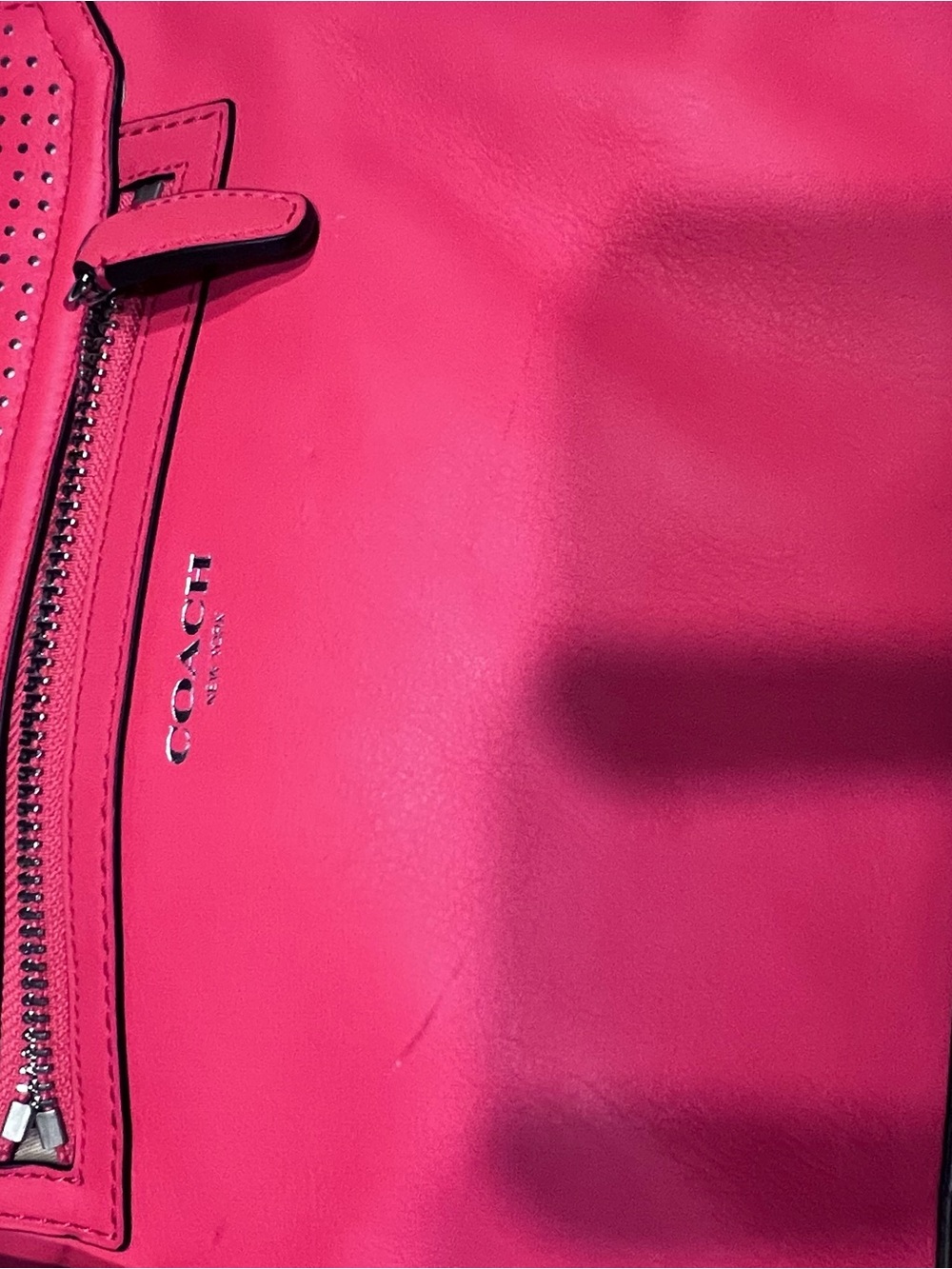 Coach Legacy Romy 22386 Dark Coral Perforated Leather Convertible Bag - Picture 4 of 5